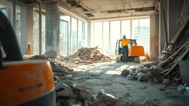 demolition site with excavator worker 1287986 16080